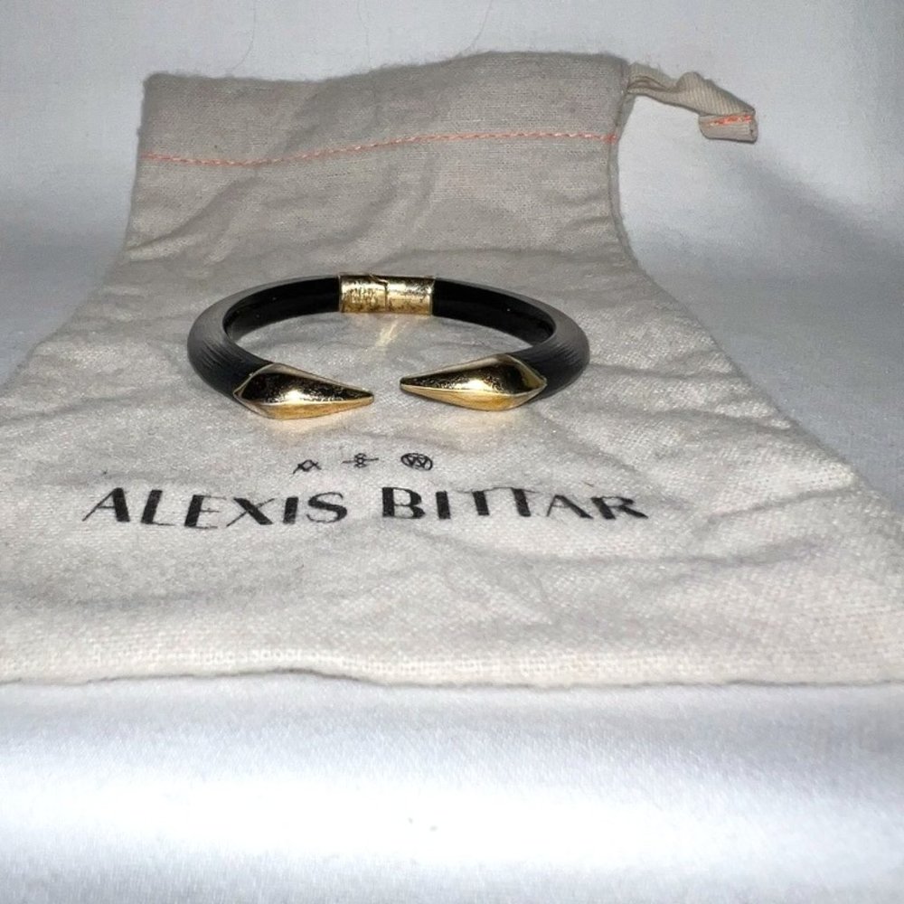 Alexis Bittar black lucite hinged cuff